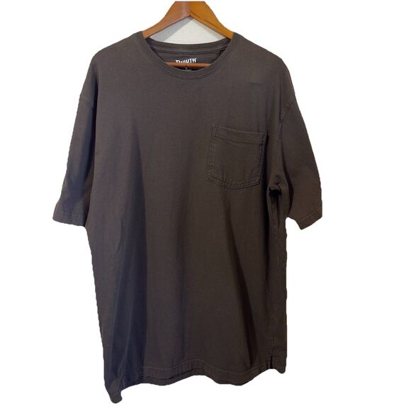 Duluth Brown Mens  Relaxed Fit Longtail Short Sleeves Pocket T-Shirt Sz Lg - Picture 1 of 6